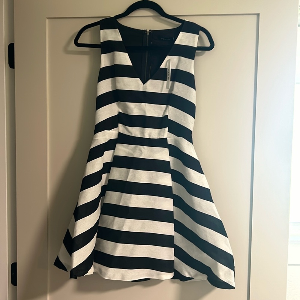 Adeline black and white stripe dress